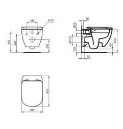 Pakabinamas WC puodas IDEAL STANDARD TESI, baltas blizgus