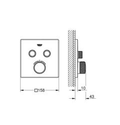Virštinkinė dalis termostatiniam dušo maišytuvui GROHE SmartControl, chromas