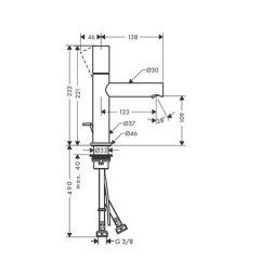 Praustuvo maišytuvas AXOR UNO ZERO HANDLE 110, su svirtiniu dugno vožtuvu, šlifuoto aukso spalvos
