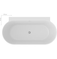 Laisvai pastatoma vonia Ravak Freedom Wall II Tec 170x87, balta su juodais priedais