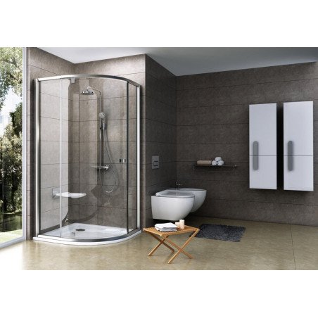 Pusapvalė dušo kabina Ravak Pivot, PSKK3-80, satinas+stiklas Transparent 1