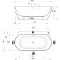 Laisvai pastatoma vonia Ravak Freedom Wall II Tec 170x87, balta su juodais priedais
