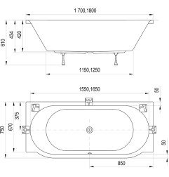 Stačiakampė vonia Ravak ARC, 180x75