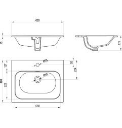 Keraminis praustuvas Ravak Chrome Slim, 80 cm, su skyle maišytuvui ir perpildymui, baltas
