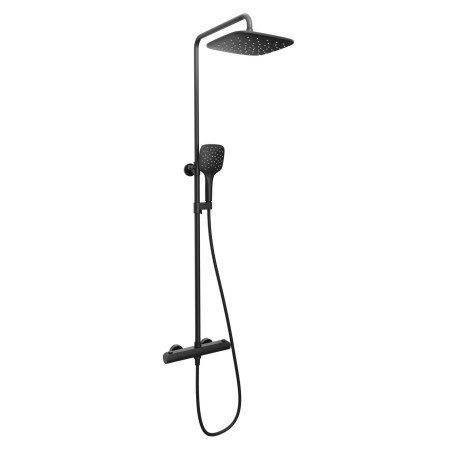 Stacionari dušo sistema Ravak Flat, FL 091.20BL termostatiniu maišytuvu ir dušo komplektu, juodas