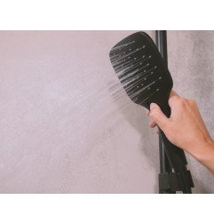 Stacionari dušo sistema Ravak Flat, FL 091.20BL termostatiniu maišytuvu ir dušo komplektu, juodas
