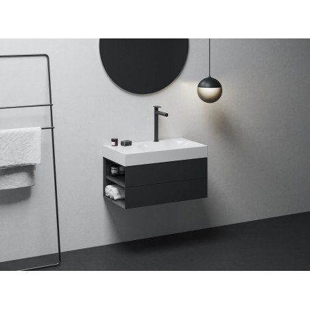 Praustuvo maišytuvas Ravak Spring, 315 mm, juodas matinis, SG 015.20BLM, be dugno vožtuvo