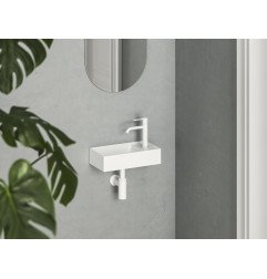 Mini praustuvas Ravak Veda Wall, 40 D Mini, su skyle maišytuvui, baltas