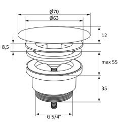 Fiksuotas praustuvo sifono vožtuvas Ravak Flat, baltas matinis, praustuvams be persipylimo