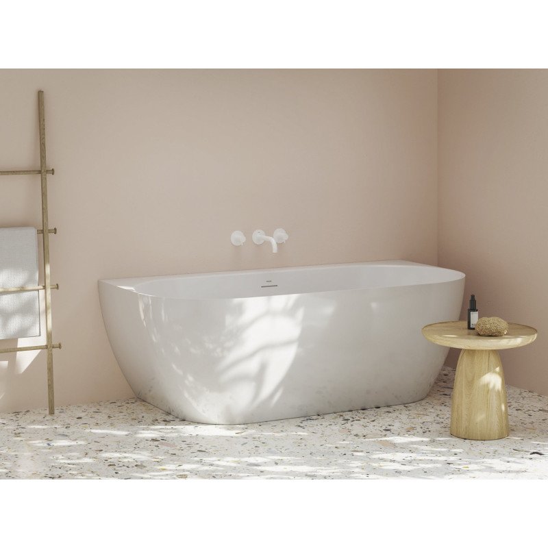 Laisvai pastatoma vonia Freedom Ravak Wall Tec 170x87, balta, sifono dangtelis chromo spalvos