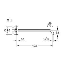 Dušo galvos laikiklis GROHE, 422 mm, chromas