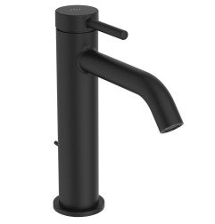 Praustuvo maišytuvas Ideal Standard Ceraline Nuovo, H120, su dugno vožtuvu, Silk Black matinė juoda, 4 l/min