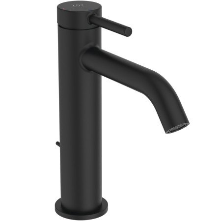 Praustuvo maišytuvas Ideal Standard Ceraline Nuovo, H120, su dugno vožtuvu, Silk Black matinė juoda, 4 l/min