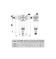 Praplaunamas šalto vandens filtras Herz, 1/2'' DN15