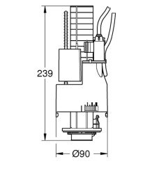 WC nuleidimo mechanizmas GROHE, dvigubo nuleidimo (Dual Fush) sistema