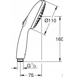 Dušo galvutė GROHE, Tempesta 110 II , matinė juoda