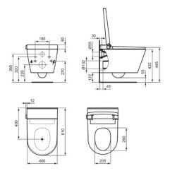 WC išmanus pakabinamas Ideal Standard i.Life E, su bide funkcija, su soft-close dangčiu, baltas