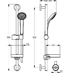 Dušo stovas Ideal Standard IdealRain, S1 600 mm, galvutė 80 mm