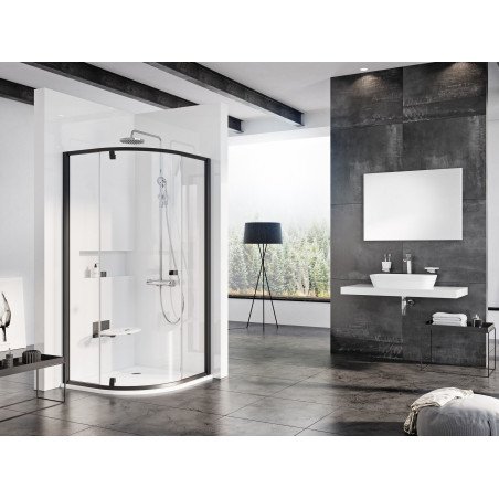 Pusapvalė dušo kabina Ravak Pivot, PSKK3-80, juoda+Transparent
