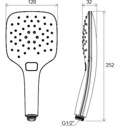 Dušo galvutė Ravak Air, 1 funkcija (chromas, 120 mm) 959.00