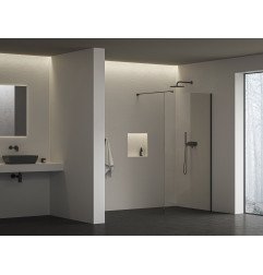 Dušo kabina Walk-In Air Wall, 110, Walk-In Air Wall 110 juodas+Transparent