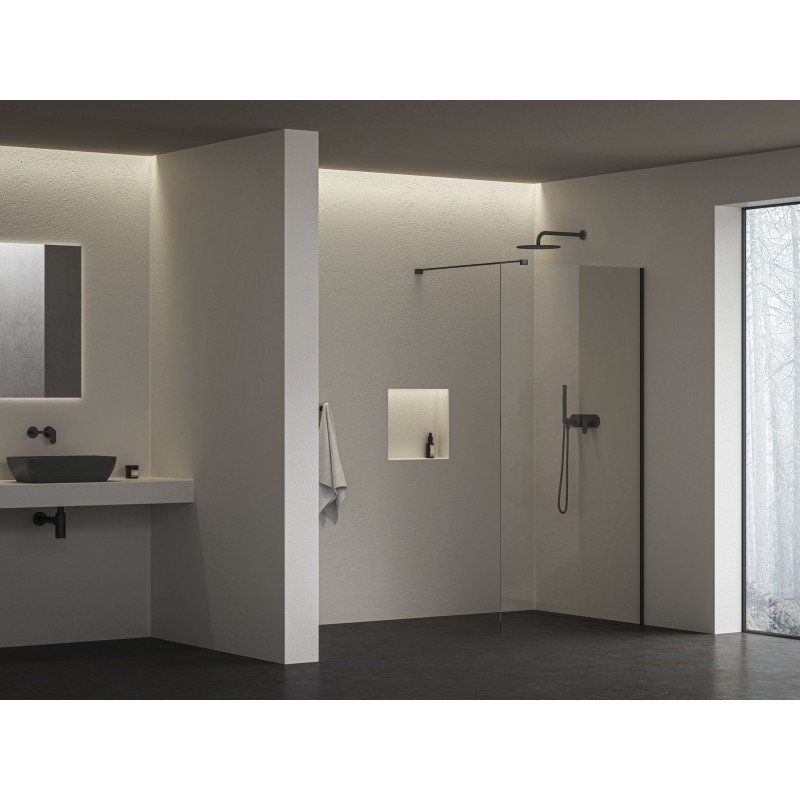 Dušo kabina Walk-In Air Wall, 110, Walk-In Air Wall 110 juodas+Transparent