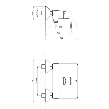 Sieninis dušo maišytuvas Ravak Life, LF 032.00CR chromas