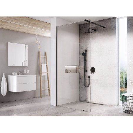 Dušo kabina Ravak Walk-In Wall, 80x80-120 Walk-In Wall Set 80,  juoda+stiklas Transparent