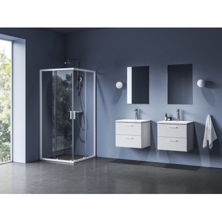 Kvadratinė dušo kabina Ravak Blix II NBLRV2, 90x90, matinė balta+stiklas Transparent