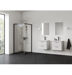 Kvadratinė dušo kabina Ravak Blix II NBLRV2, 90x90, juoda+stiklas Transparent