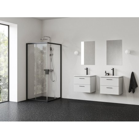 Kvadratinė dušo kabina Ravak Blix II NBLRV2, 90x90, juoda+stiklas Transparent