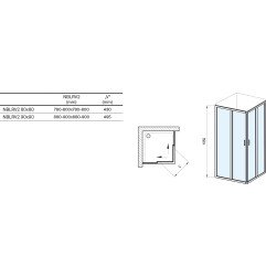 Kvadratinė dušo kabina Ravak Blix II NBLRV2, 90x90, juoda+stiklas Transparent
