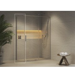 Stacionari sienelė Ravak Roll, ROPS 90, blizgi+stiklas Transparent