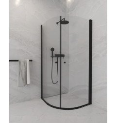 Pusapvalė dušo kabina Brasta Glass Katarina, 90x90x190 cm, satin stiklas, juoda matinė