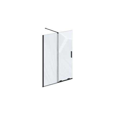 Walk-In dušo kabina Ravak Roll, ROWI 120, juodas+stiklas Transparent