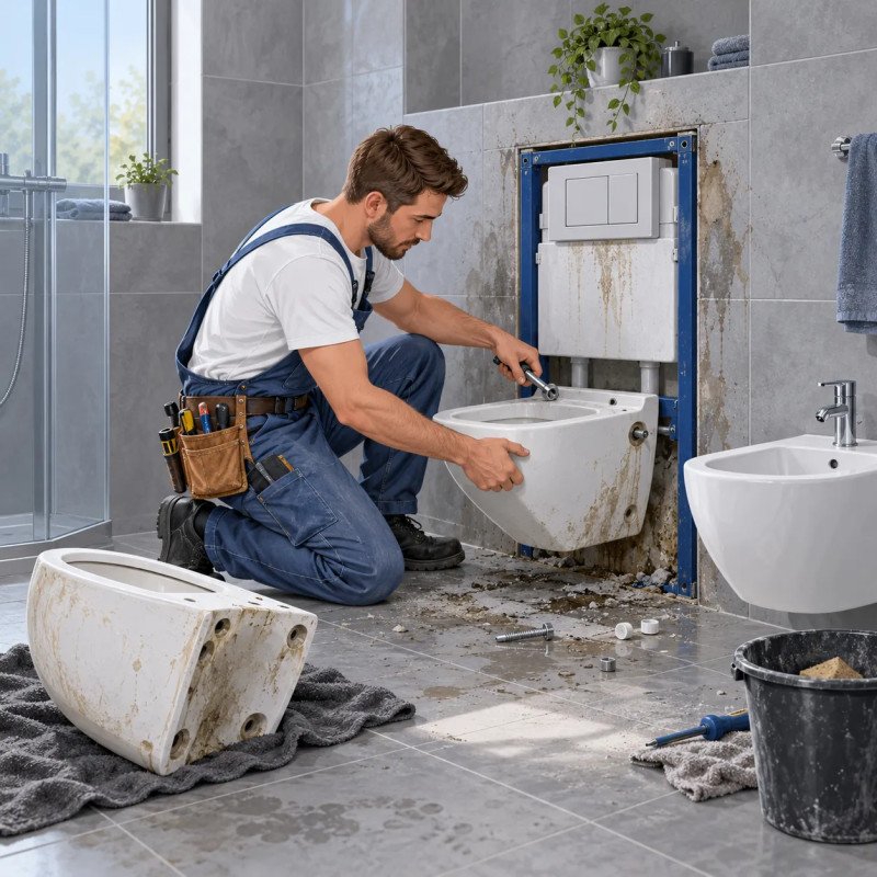 Pakabinamo WC ir bidė keitimas