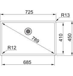 Nerūdijančio plieno plautuvė Franke Box, BXX 210/110-68, integruotas ekscentrinis ventilis