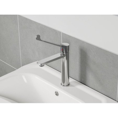 Praustuvo maišytuvas Ravak Safe, aukštis 230 mm, prailginta rankenėle, be dugno vožtuvo, chromas
