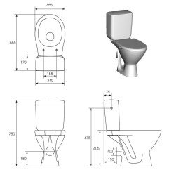 Pastatomas WC Cersanit, Kaskada su dangčiu