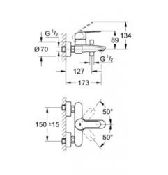 Vonios maišytuvas GROHE Eurostyle, chromas
