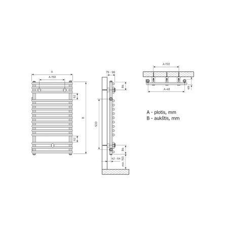 Rankšluosčių džiovintuvas Purmo Santorini A, 750-714 mm baltas