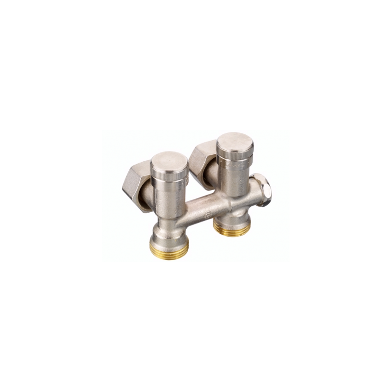 Apatinio pajungimo mazgas dvivamzdei sistemai Danfoss, RLV-K kampinis, 1/2"