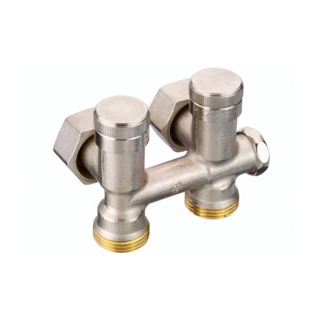 Apatinio pajungimo mazgas dvivamzdei sistemai Danfoss, RLV-K kampinis, 1/2" 1