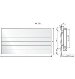 Radiatorius PURMO Ramo RC 21s, 500-3000, pajungimas šone