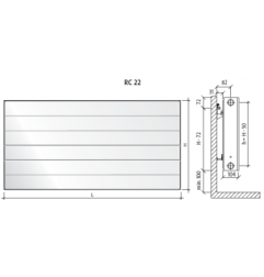 Radiatorius PURMO Ramo RC 22, 300-2300, pajungimas šone
