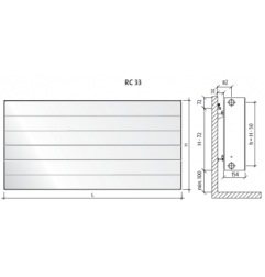 Radiatorius PURMO Ramo RC 33, 600-1200, pajungimas šone