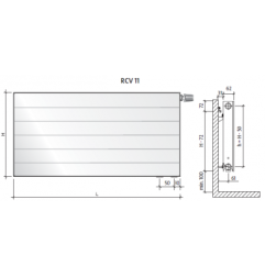 Radiatorius PURMO Ramo RCV 11, 900-1600, pajungimas apačioje