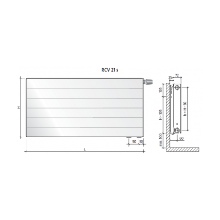 Radiatorius PURMO Ramo RCV 21s, 500-500, pajungimas apačioje