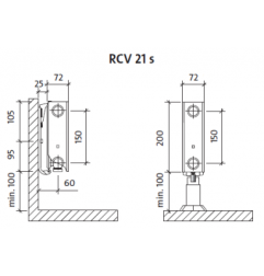 Radiatorius PURMO Ramo RCV 21s 200-, 2600, pajungimas apačioje (be laikiklių)