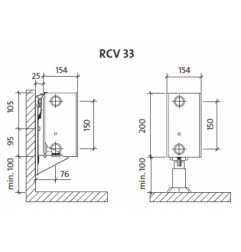 Radiatorius PURMO Ramo RCV 33 200-, 1800, pajungimas apačioje (be laikiklių)